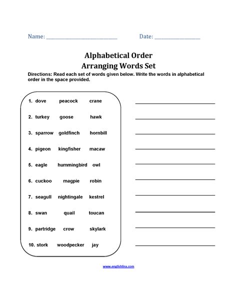 Alphabetical Order Worksheets Worksheets Library