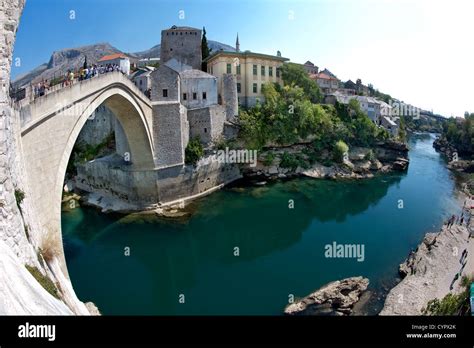 The Stari Most Old Bridge And Neretva River In Mostar In Bosnia