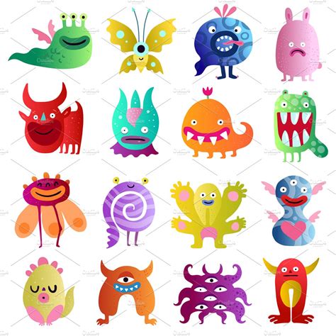 Funny Monsters Big Collection Icons ~ Creative Market
