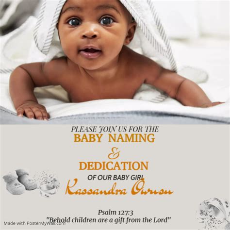 Baby Naming And Dedication Invitation Flyer Postermywall