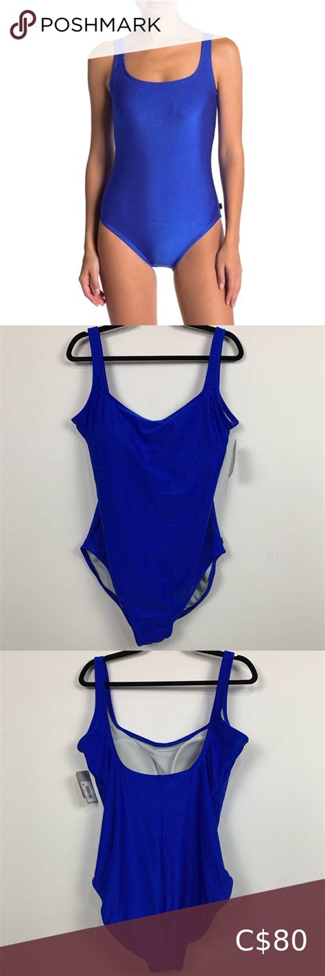 Nwt Reebok Sport Ribbed One Piece Swimsuit In Blue In 2020 One Piece