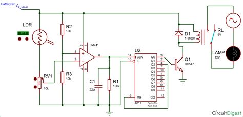 Wireless Switch Circuit using LDR and CD4017