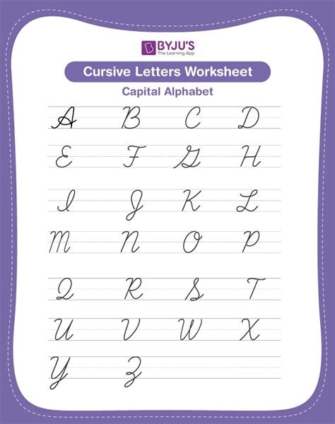 Cursive Writing Worksheets Printable Capital Letters