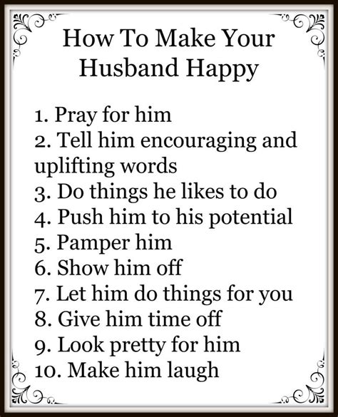 10 Tips To Make Your Husband Happy Happy Husband Words