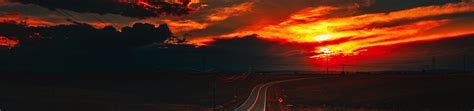 5120x1200 Resolution Fire Sunset At Road 4k 5120x1200 Resolution