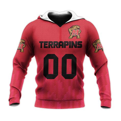 Ncaa Maryland Terrapins Custom Text Number Red Pullover Hoodie V14 Meteew