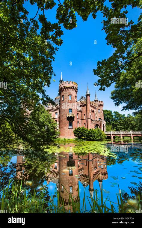 Moyland Castle And Reflection Bedburg Hau North Rhine Westphalia