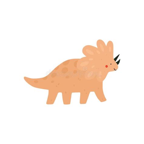 Cute Triceratops Dinosaur Funny Dino Character Vector Cartoon