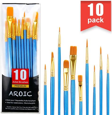Acrylic Paint Brush Set 1 Packs 10 Pcs Nylon Hair