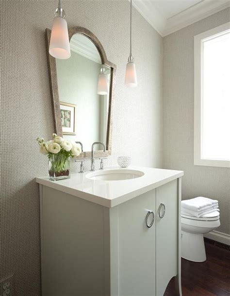 Light Gray Powder Room Design Transitional Bathroom