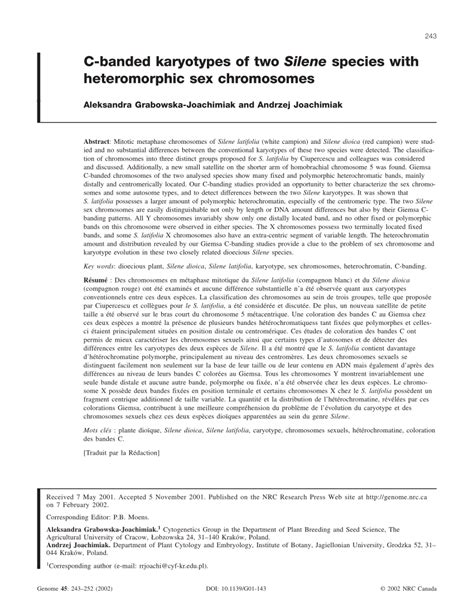 Pdf C Banded Karyotypes Of Two Silene Species With Heteromorphic Sex Chromosomes