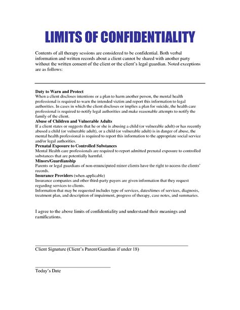 Therapy Confidentiality Agreement Template