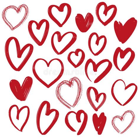 Hearts Collection Hand Drawn Vector Illustration Sketch Isolated On