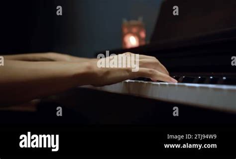 Woman Pianist Plays Gentle Classical Music On A Beautiful Grand Piano