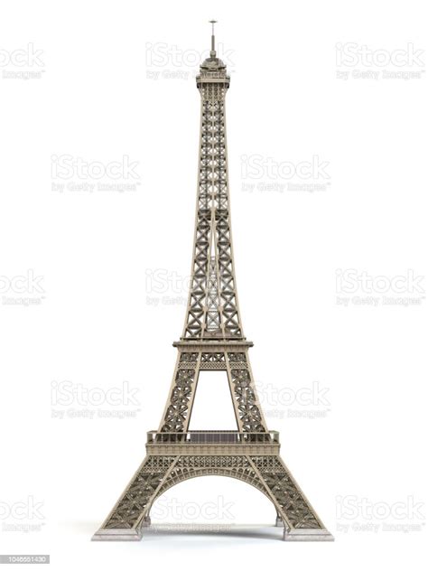 Eiffel Tower Metallic Isolated On A White Background Stock Photo