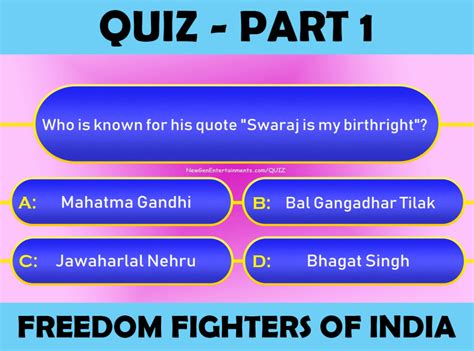Freedom Fighters Of India Quiz New Gen Entertainments