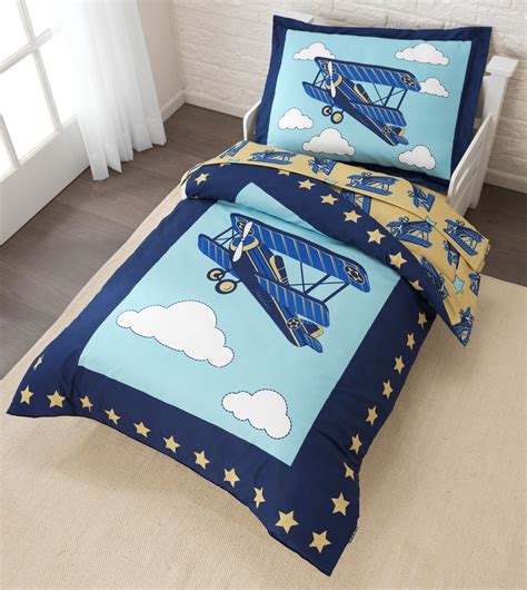 This bed set includes the best of brooklittles: Airplane Toddler Bedding Set | Comforter Set with ...