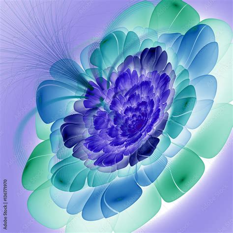 Exotic Flower With Large Petals 3d Surreal Illustration Sacred