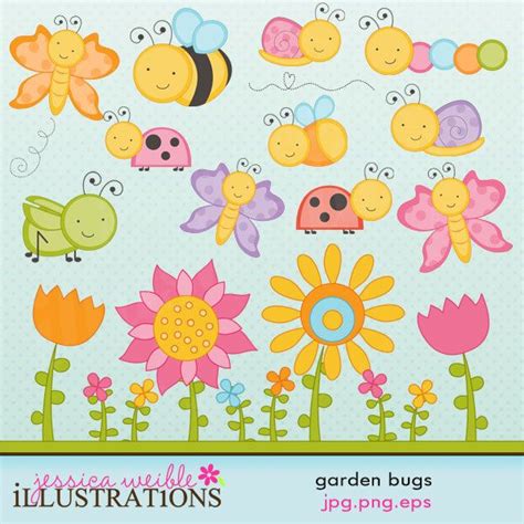 Garden Bugs Cute Digital Clipart Commercial Use Ok