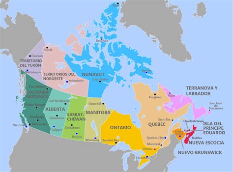 Mapa De Las Provincias De Canadá Con Fotos De Ciudades
