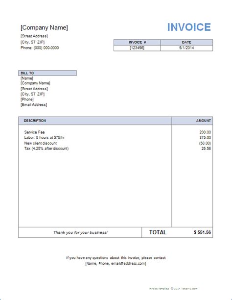 Basic Invoice Template For Word Invoice Template Word Printable