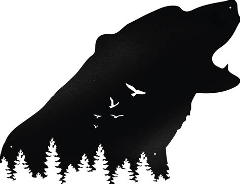Bear Head Forest Silhouette Metalsignscanada