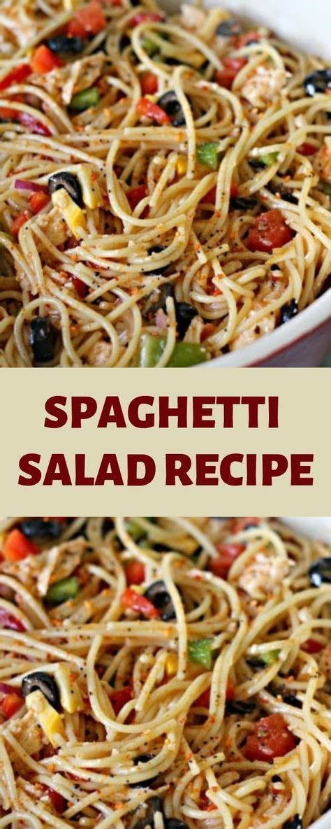 Spaghetti with red onion, tomato, and cucumber all tossed in italian dressing makes a zesty side for a potluck or bbq. SPAGHETTI SALAD RECIPE in 2020 | Salad recipes, Spaghetti ...