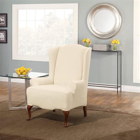 Sure Fit Stretch Pinstripe Wing Chair Slipcover