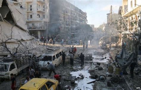 Syria Conflict Deadly Air Strike On Aleppo Market Bbc News