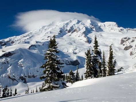 Mt Rainier After Winter Snowstorm Mt Rainier National Park