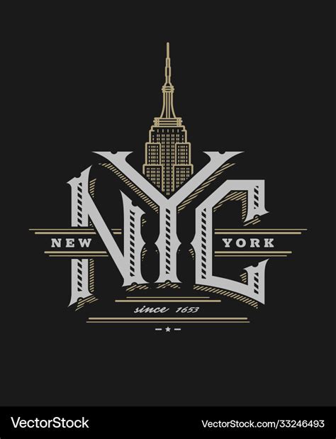 New York City Logo Emblem Vintage Style Royalty Free Vector