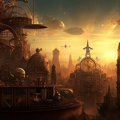 Midjourney Prompt Steampunk City At Dawn Steampunk Prompthero
