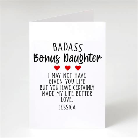 Personalized Bonus Daughter Card Bonus Daughter Wedding Etsy