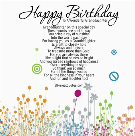 Once you've found the perfect birthday message for your card, get creative and discover the best gifts to give your loved ones on their special day. Granddaughter 1st Birthday Card Verses Happy Birthday ...
