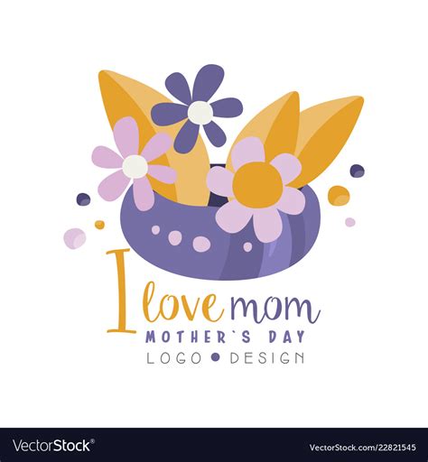 I Love Mom Logo Design Happy Mothers Day Creative Vector Image