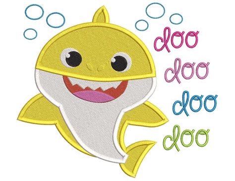 Baby Shark Doo Doo Doo Doo Fill Machine Embroidery Design Digital Art