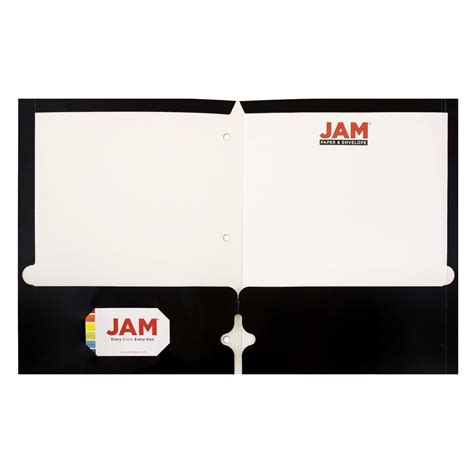 Jam Glossy 3 Hole Punch Folders Two Pocket Black 25pack