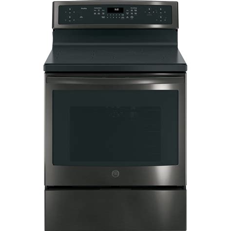 ge 5 3 cu ft freestanding electric induction convection range black stainless steel at