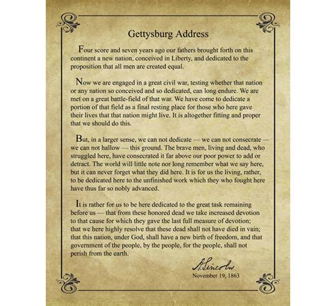 Printable Gettysburg Address