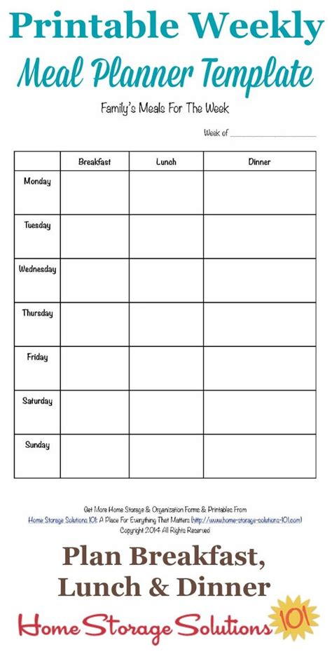 It should be taken wit. Printable Weekly Meal Planner Template | Yes You Can! {DIY ...