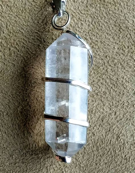 Clear Quartz Crystal Necklace Natural Double Terminated Brazillian
