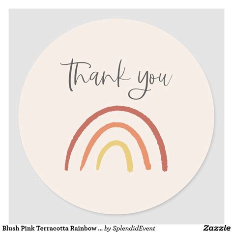 Printable Stickers Custom Stickers Muted Rainbow Thank You Card