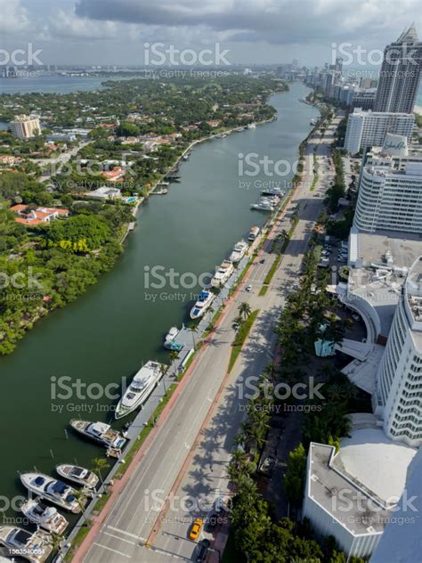 Aerial View Of The Intracoastal Waterway In Miami Beach Stock Photo