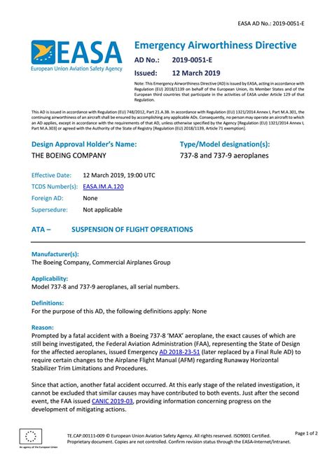Emergency Airworthiness Directive From Easa By Inaca2017 Issuu