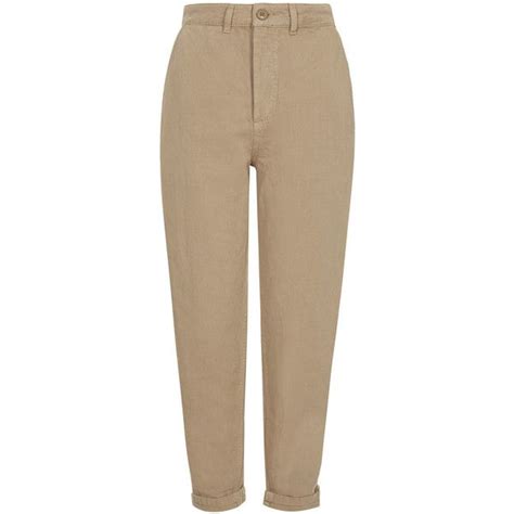 Topshop Washed Cotton High Waisted Peg Trousers 35