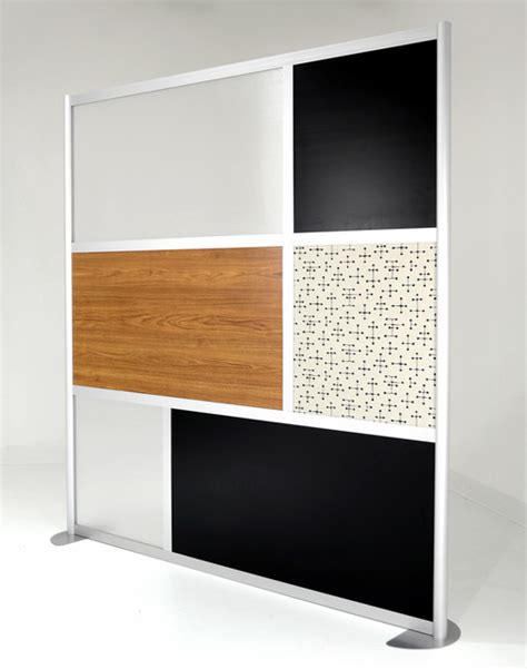 6 Modern Room Divider Zebrano Wood Laminate Black
