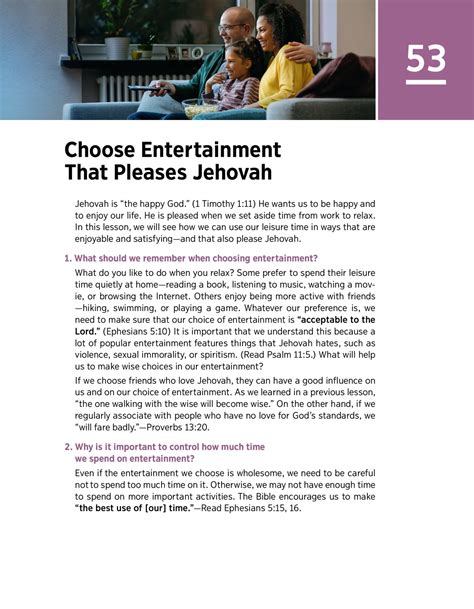 Choose Entertainment That Pleases Jehovah — Watchtower Online Library