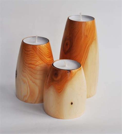 Tea Light Holders Trio Turned From A Single Yew Branch Turned Candle