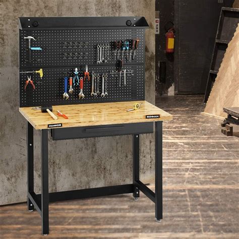 48 Inch Workbench With Pegboard And Organizer Drawer