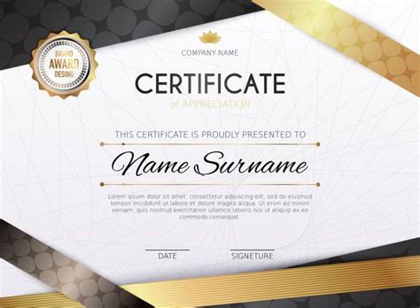 Certificate Template With Golden Decoration Element Diploma Graduation